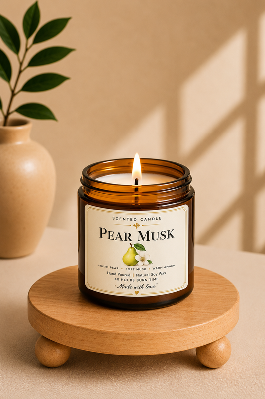 Pear Musk Scented Candle | Natural Soy Wax Candle – 200g | Jocoto