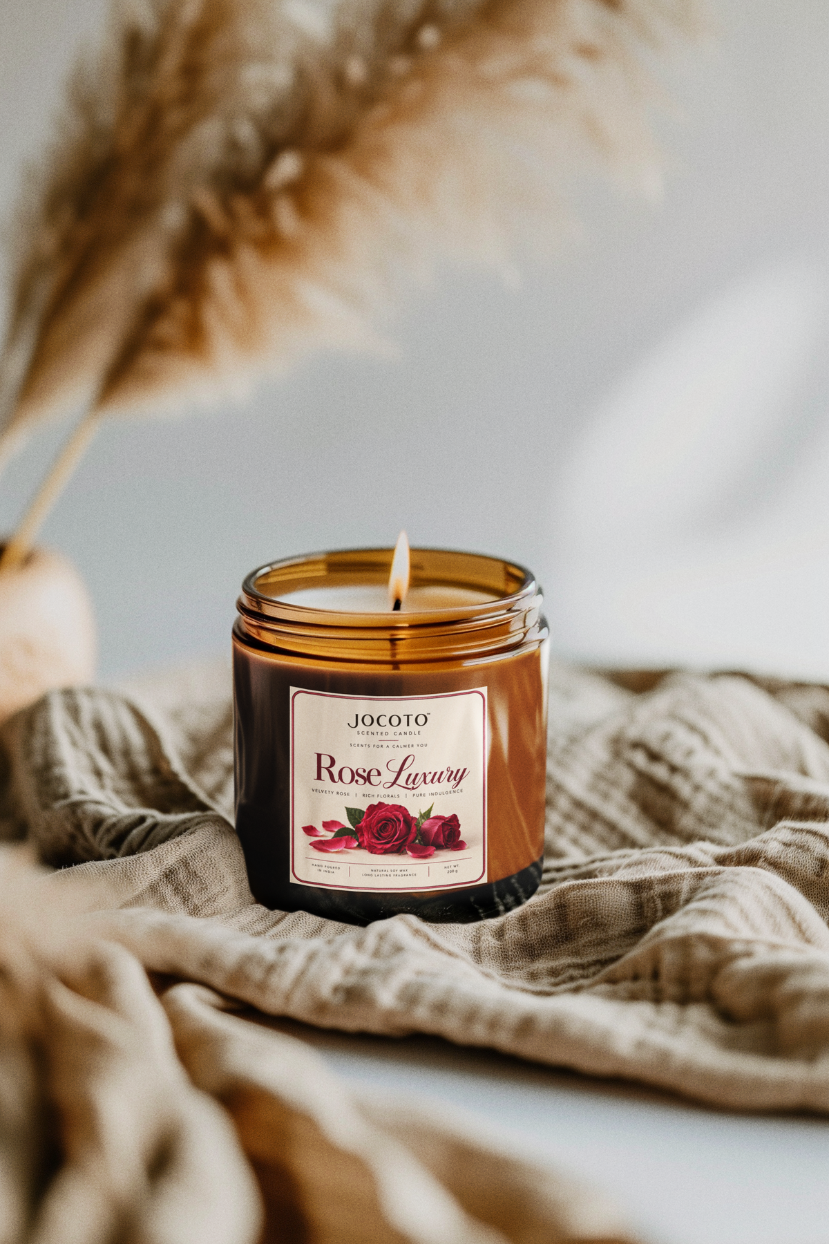 Rose Luxury Scented Candle | Natural Soy Wax Candle – 200g | Jocoto