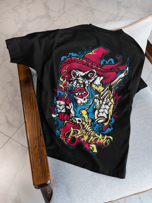 Men's Oversized Black Mariachi Skeleton Graphic T-Shirt – Premium Cotton Back Print Streetwear Tee