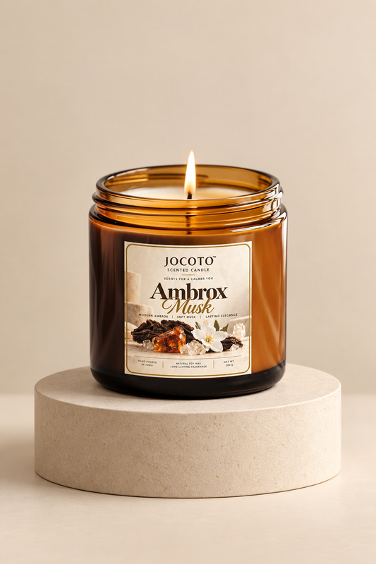 Ambrox Musk Scented Candle | Natural Soy Wax Candle – 200g | Jocoto