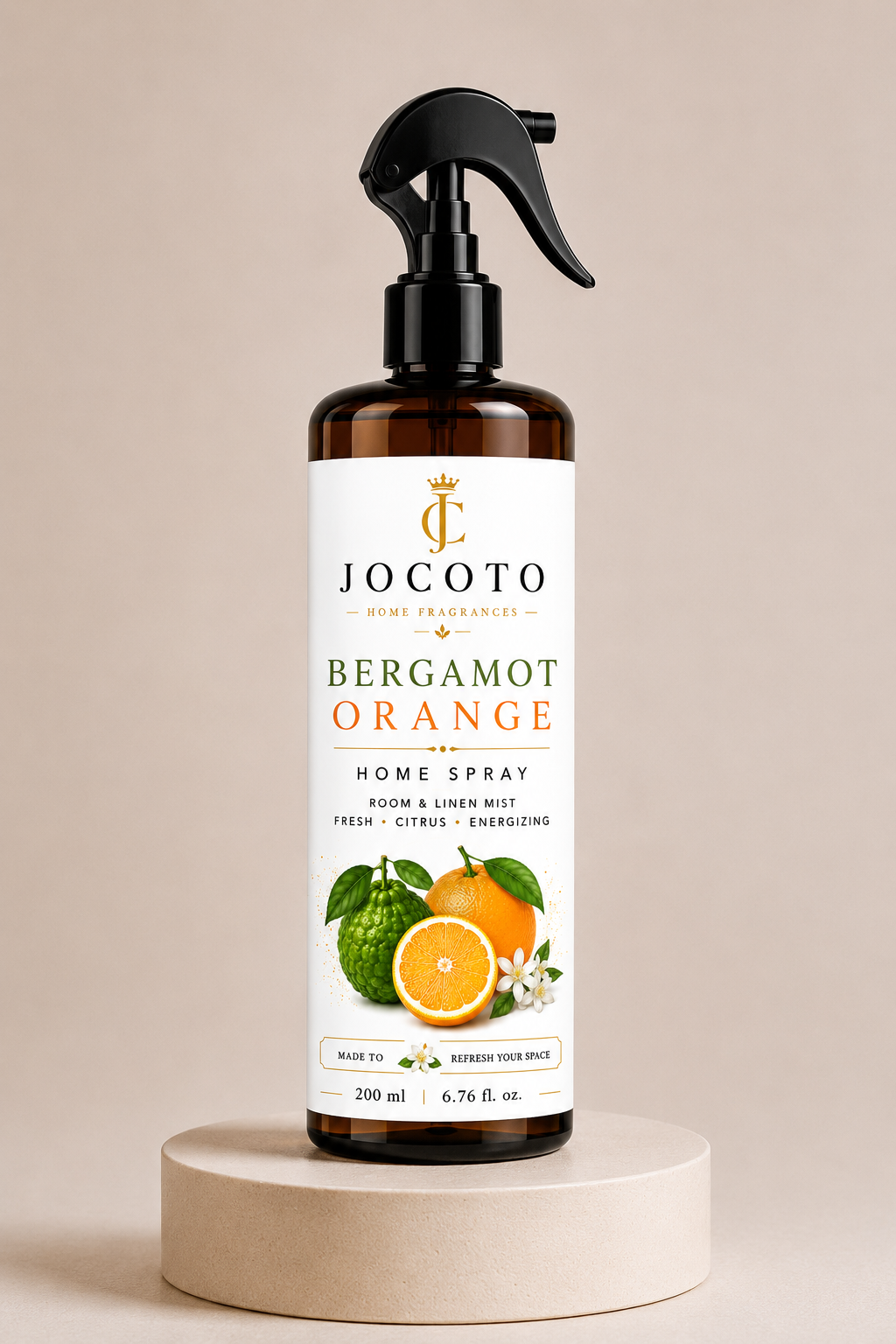 Jocoto Bergamot Orange Home Spray – Fresh Citrus Room & Linen Mist, 200 ml