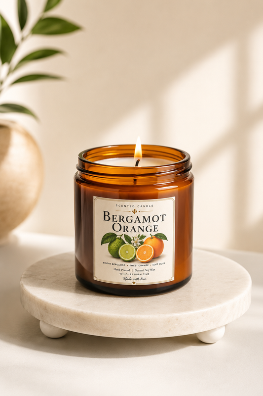 Bergamot Orange Scented Candle | Natural Soy Wax Candle – 200g | Jocoto