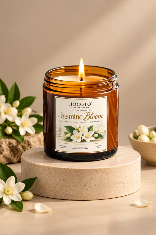 Jasmine Bloom Scented Candle | Natural Soy Wax Candle – 200g | Jocoto