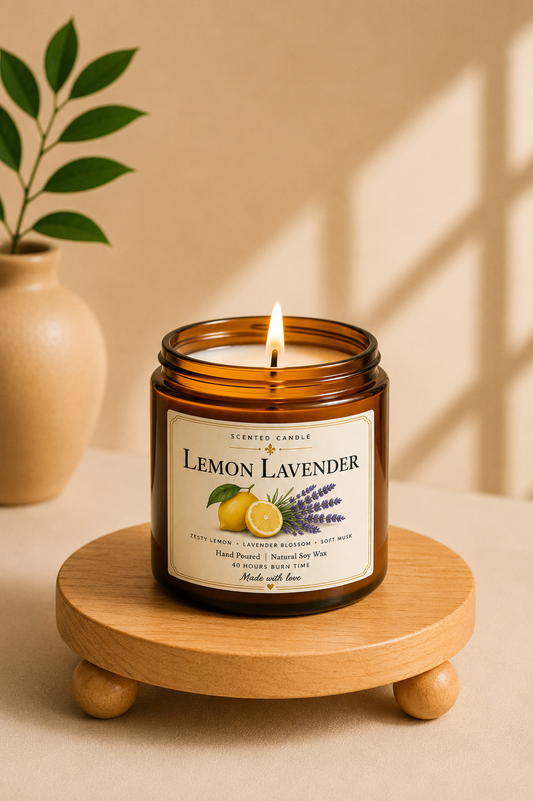 Lemon Lavender Scented Candle | Natural Soy Wax Candle – 200g | Jocoto