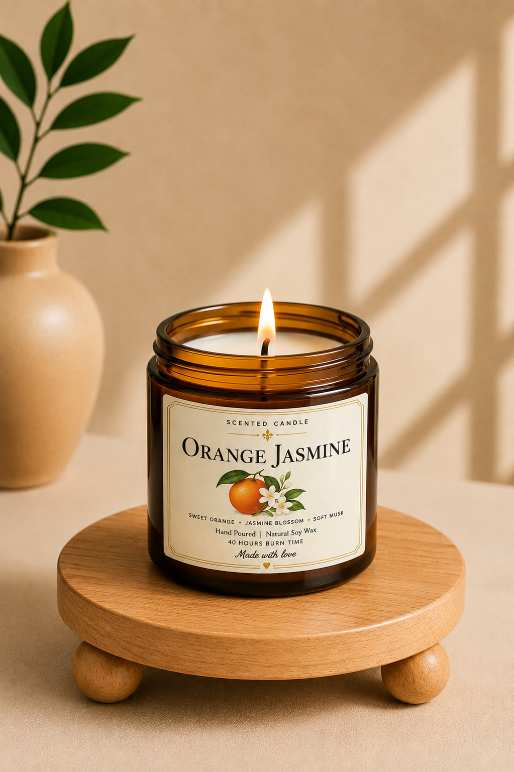 Orange Jasmine Scented Candle | Natural Soy Wax Candle – 200g | Jocoto