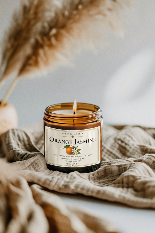 Orange Jasmine Scented Candle | Natural Soy Wax Candle – 200g | Jocoto