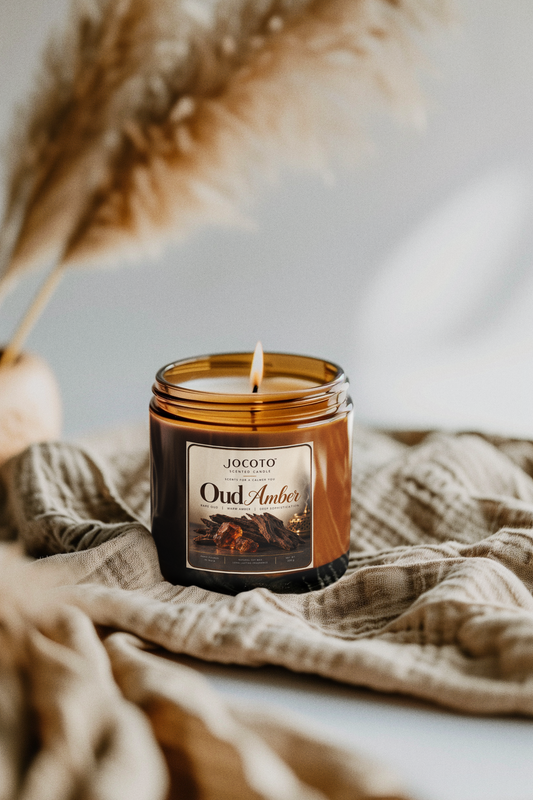 Oud Amber Scented Candle | Natural Soy Wax Candle – 200g | Jocoto