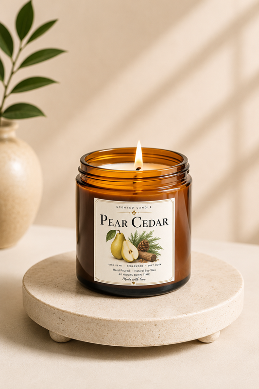 Pear Cedar Scented Candle | Natural Soy Wax Candle – 200g | Jocoto