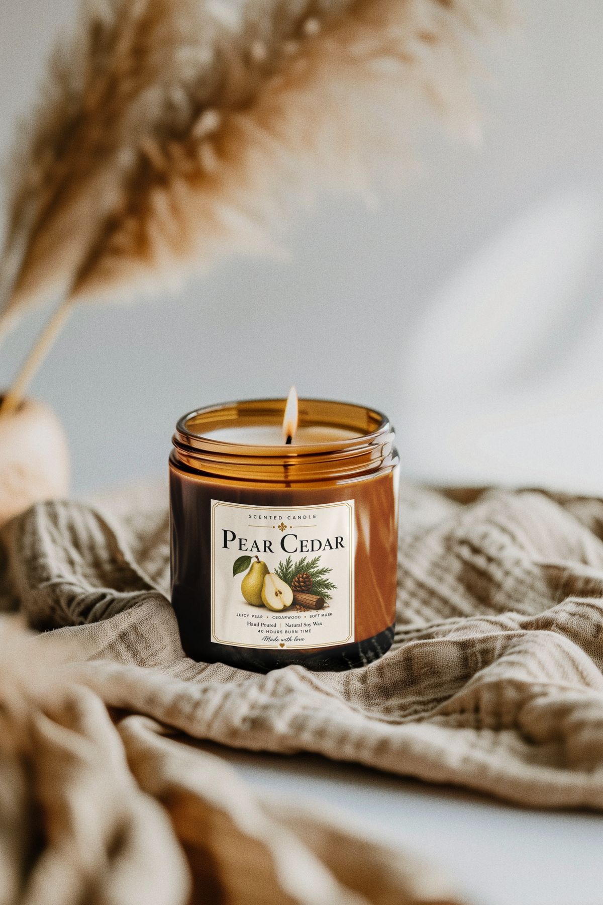 Pear Cedar Scented Candle | Natural Soy Wax Candle – 200g | Jocoto