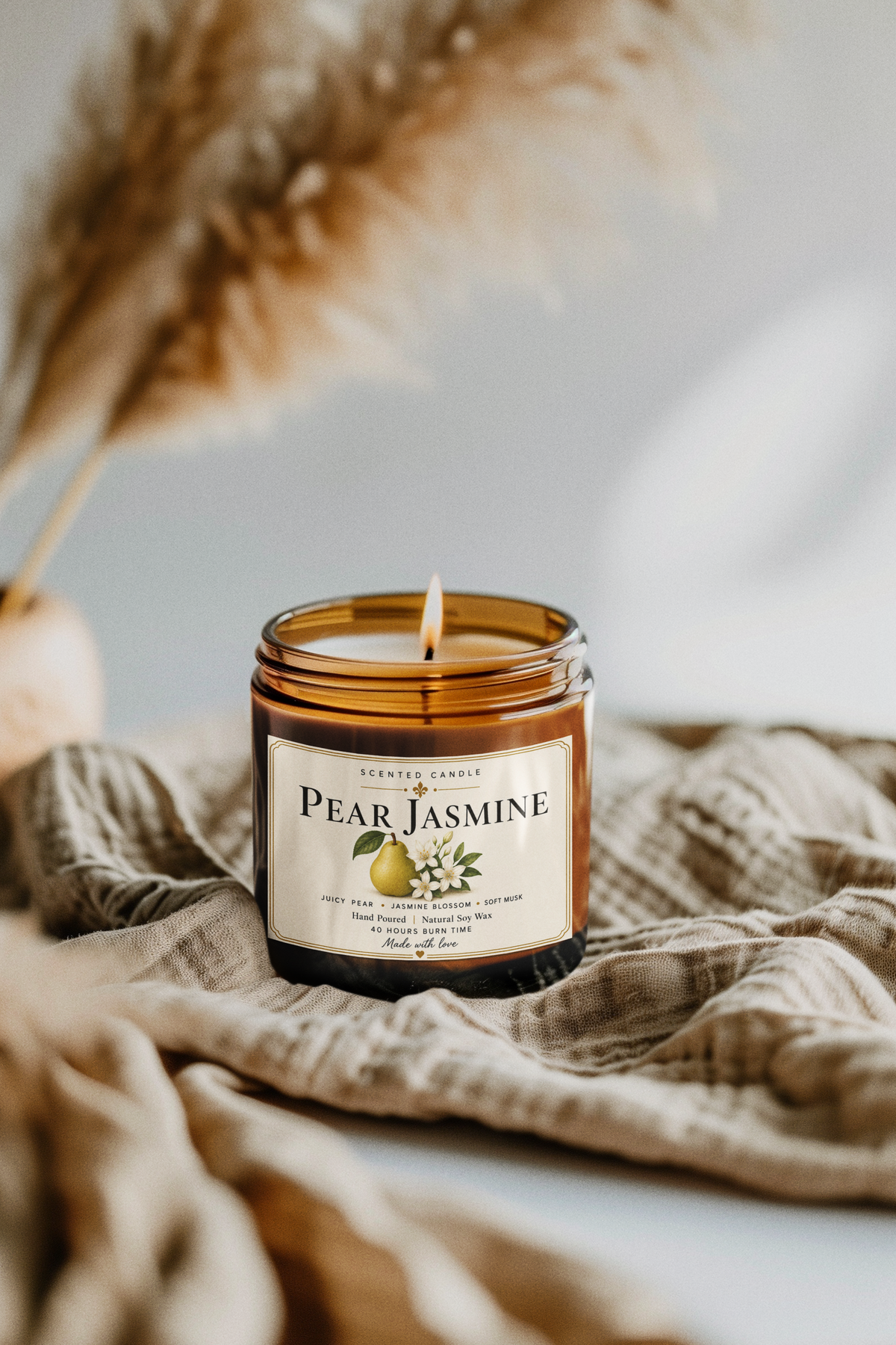 Pear Jasmine Scented Candle | Natural Soy Wax Candle – 200g | Jocoto