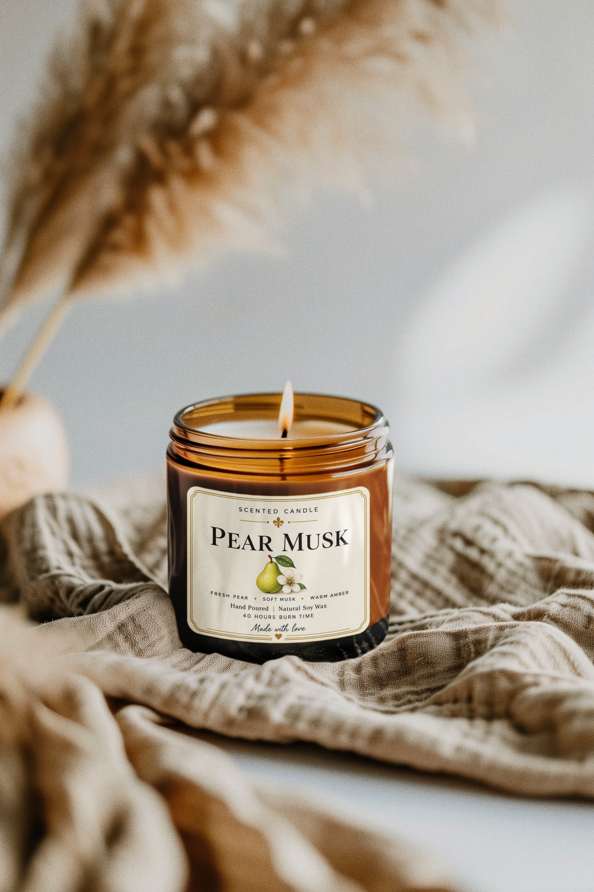 Pear Musk Scented Candle | Natural Soy Wax Candle – 200g | Jocoto